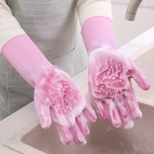 Gants avec brosse pour laver la vaisselle