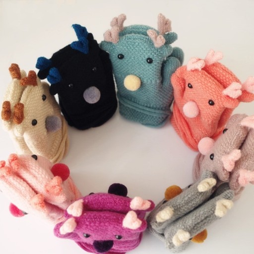 Gants d'hiver pour enfants avec renne A548