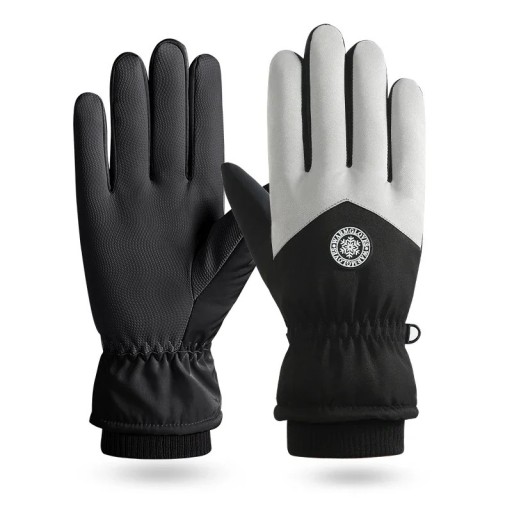 Gants de ski pour hommes réglables en polyester et en peluche Gants chauffants tactiles pour activités sportives d'hiver Gants chauds et durables