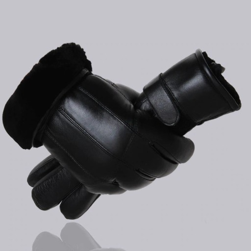 Gants en cuir pour hommes avec doublure en fourrure - Noirs