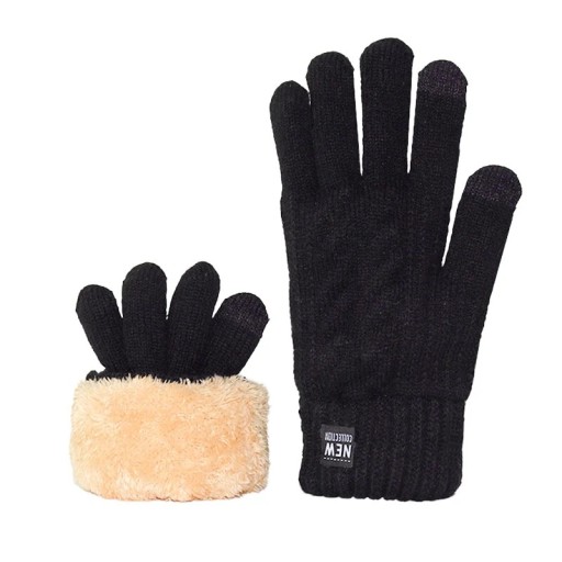 Gants en tricot unisexes tactiles Taille universelle Gants d'hiver chauds avec doublure en polaire Gants doux et chaleureux pour un usage quotidien