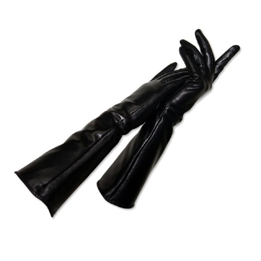 Gants noirs en simili cuir pour femmes