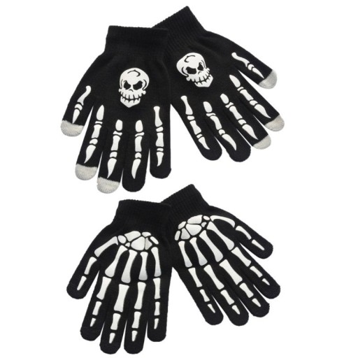 Gants noirs pour femmes avec des os