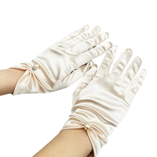 Gants pour femmes courts avec doigts et perles 28,5x8,5 cm gants respirants élégants pour occasions sociales et festives