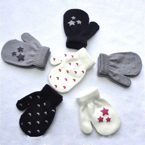 Gants tricotés pour enfants avec impression J586