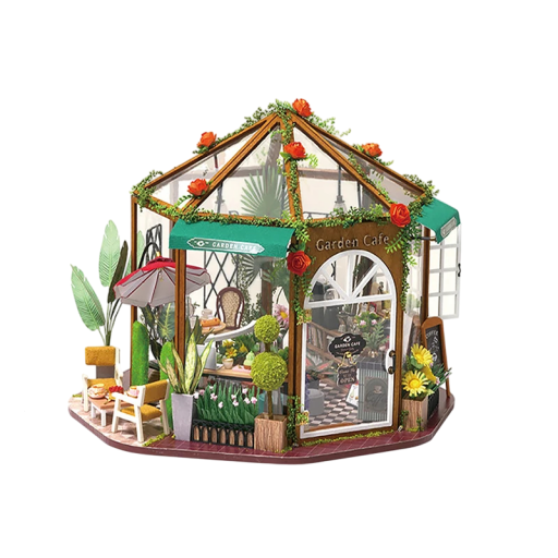 Garden 28 x 25.3 x 20.5 cm Miniature LED Building Kit with Furniture Realistic Model without Cover Decorative Illuminated Mini Garden with Details