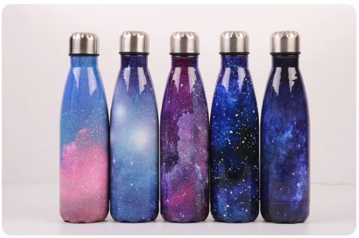 Garrafa de viagem em aço inoxidável com motivo espacial