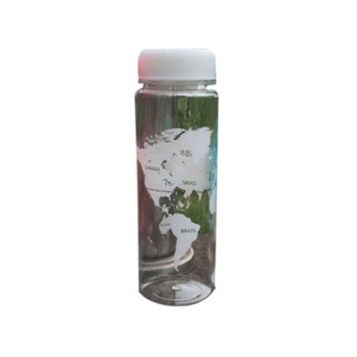 Garrafa de viagem para bebidas com impressão do mapa-múndi Tampa de rosca na cor da impressão Plástico transparente Capacidade 500 ml