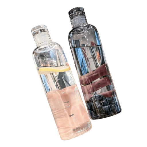 Garrafa desportiva de água 500 ml Garrafa de hidratação leve em plástico com tampa à prova de fugas Design ergonómico Abertura larga Prática para viagens e desporto