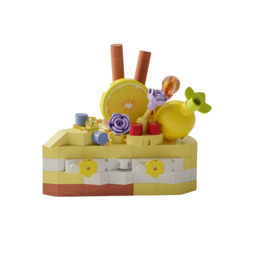 Gâteau au citron en 145 pièces de mini briques 4,55 x 3,2 x 4,55 cm Micro kit de construction de douceurs Modèle créatif pour enfants de 8 ans et plus