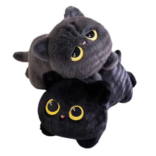 Gatto di peluche carino 50 cm Giocattolo di peluche sdraiato Cuscino morbido per il letto Peluche soffice Decorazione per la stanza Regalo coccoloso per bambini e adulti