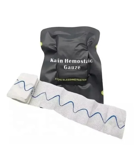 Gáza hemostática táctica de caulino comprimida 150x7,5 cm Primeira ajuda para hemorragias massivas Gáza de resgate compacta