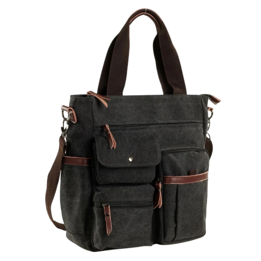 Geantă crossbody din pânză pentru bărbați, 35 × 30 × 10,5 cm, servietă de umăr vintage, unisex, geantă de lucru, geantă de călătorie, geantă
