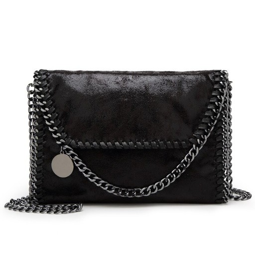 Geantă crossbody pentru femei cu curea din lanț Clapetă căptușită cu lanț Pandantiv rotund din metal Piele PU și poliester Dimensiune