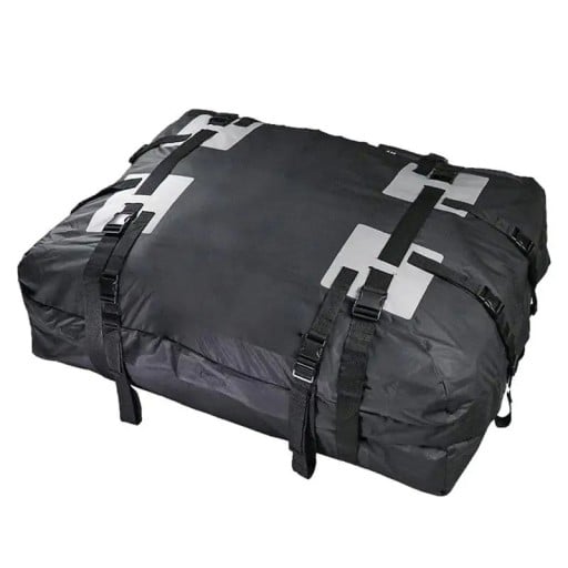 Geantă de acoperiș impermeabilă pentru bagaje 109 x 86 x 43 cm din țesătură oxford 600D cu curele de prindere neagră pentru acoperișul mașinii