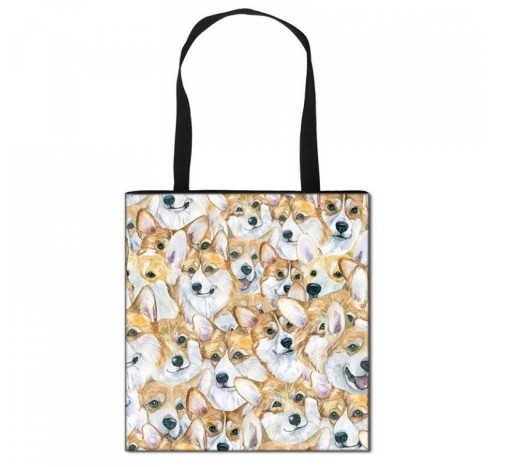 Geantă de pânză pentru femei cu imprimeu de câine M1250