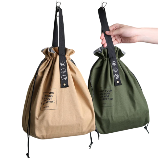 Geantă de prânz din oxford 21x15x30 cm Geantă din pânză pentru mâncare la școală, la lucru sau la picnic cu șnur de strângere și mâner solid