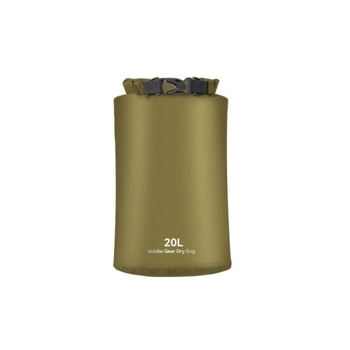Geantă impermeabilă etanșă 20l, verde militar, ultraușoară, impermeabilă, pentru îmbrăcăminte, rafting, caiac, înot și activități sportive