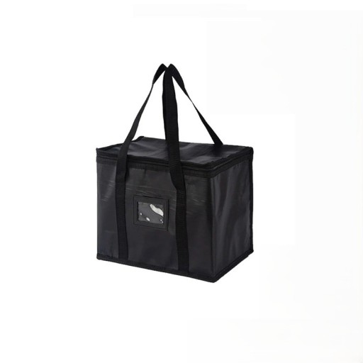 Geantă termică cu fermoar 39 x 35 x 52 cm, neagră, extra mare, geantă frigorifică, portabilă, pentru cumpărături și prânz, geantă termică