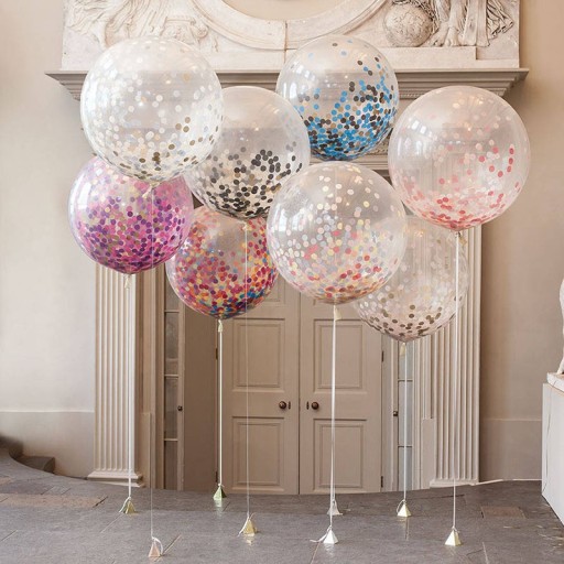 Geburtstagsballons mit Konfetti - 5 Stück