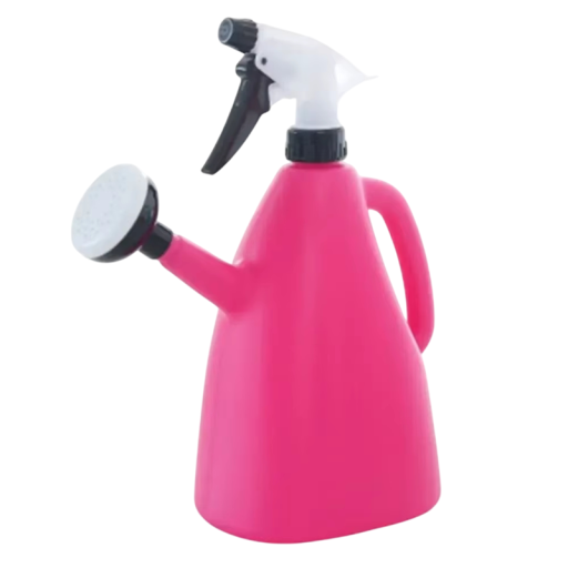 Gecombineerde gieter met sproeier 2-in-1 1 l plastic roze gieter met verstelbare spuitmond voor het water geven en besproeien van kamerplanten