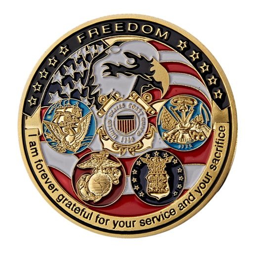 Gedenkmünze Freiheit USA Armee Luftwaffe Marine Marineinfanterie und Küstenwache 4 cm Vergoldetes Metall Beidseitig