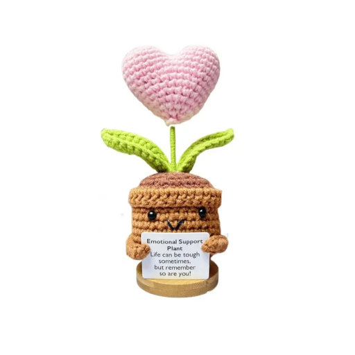 Gehaakte roze bloem in de vorm van een hart 13 x 5 cm Decoratie voor positieve energie Handgemaakt Geschenk van liefde Romantische accessoire Huisdecoratie