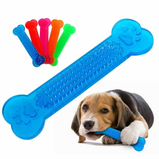 Gekleurde kauwbot voor honden met masserende punten voor tandreiniging training apport 15 x 4 cm