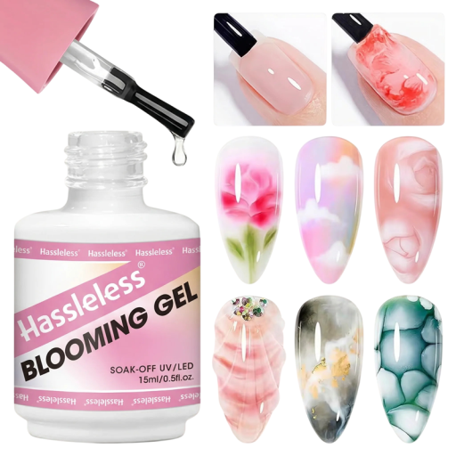 Gel Blooming pentru nail art cu efect de dispersie 15 ml UV/LED agent de întărire pentru designuri acvarel și modele florale pe unghii