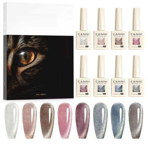Gelé neglelakker 8 stk 9 ml Katteøje magnetisk effekt UV LED hærdning professionel manicure lang holdbarhed HEMA FREE