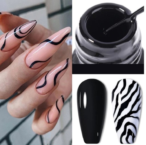 Gelnageldecoratielak Langhoudende linergelnagellak Nagellak voor het maken van dunne lijntjes Gellak met scherp dun kwastje voor decoratie
