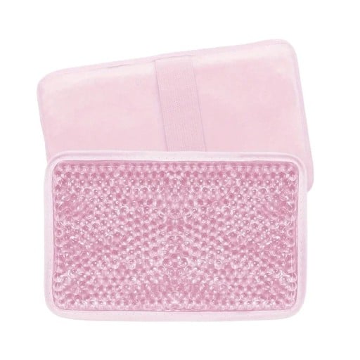 Gelový chladicí a hřejivý polštář s gelovými kuličkami a elastickým popruhem rozměr 19,5 x 12 cm z PVC na otoky bolest a svaly
