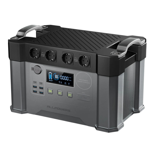Generatoare portabile ALLPOWERS S2000 2000 W Putere de vârf 4000 W Capacitate 1500 Wh Baterie litiu-ion Gri-negru Pentru camping și rezervă