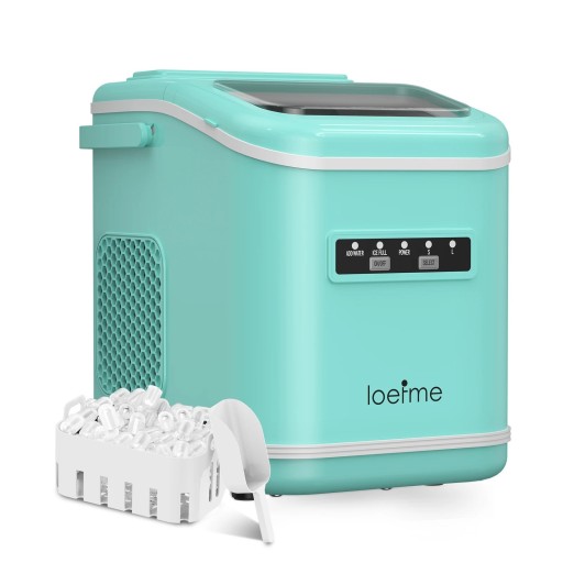 Generator electric de gheață portabil, mașină de gheață în formă de bilă, rezervor de 1,4 l, două dimensiuni de gheață, 9 cuburi în 6 minute, cu auto-curățare