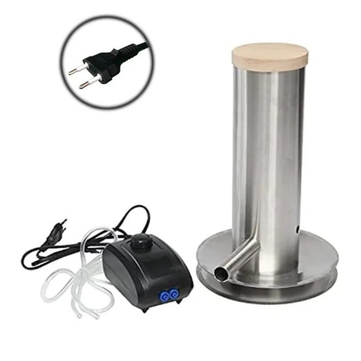 Generator für kalten Rauch 30x35 cm 230 V aus Edelstahl mit Membranpumpe und EU-Stecker zum Räuchern von Fleisch, Fisch und Käse