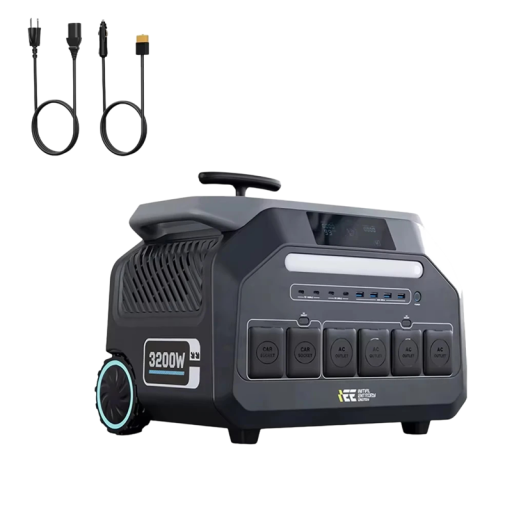 Generator portabil IEE P3200 3200 W sinusoidă pură Vârf 6400 W Capacitate 2048 Wh Baterie LiFePO4 cu roți Gri Pentru caravană și camping