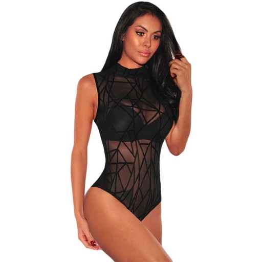 Gennemsigtig ærmeløs bodysuit til kvinder B784