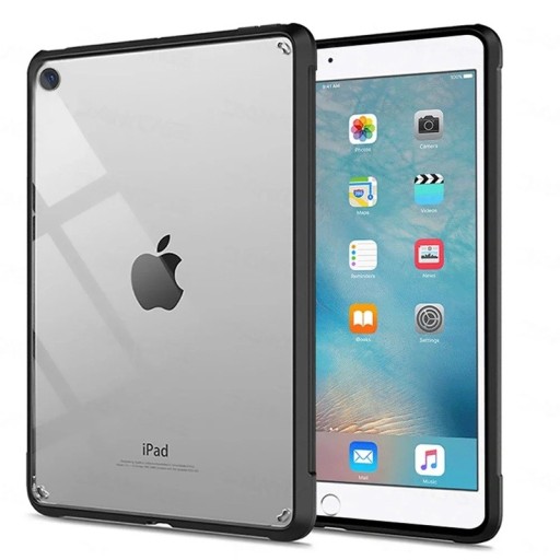 Gennemsigtig cover til iPad 9,7 tommer 5. og 6. generation silikone ramme med forstærkede hjørner sort farve skærmbeskyttelse og kanter