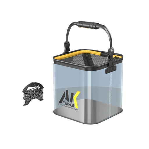 Gennemsigtig sammenfoldelig fiskekurv YUZHIYUAN 24 cm med lynlås låg plast sort gennemsigtig beholder til opbevaring af fisk og vand