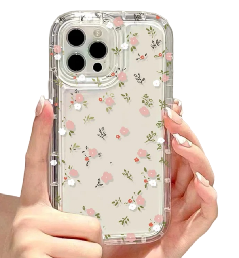 Gennemsigtigt beskyttelsescover med lyserødt blomstermotiv til Samsung Galaxy A23 5G