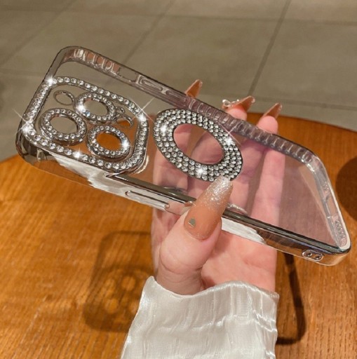 Gennemsigtigt cover med diamanter til iPhone 15 Pro Max