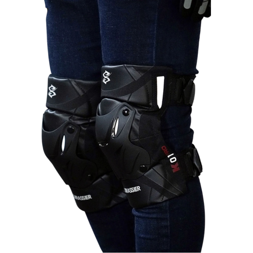 Genunchiere pentru motociclete cu elemente reflectorizante, reglabile, pentru curse MX, pentru motocross, cu curele duble cu velcro