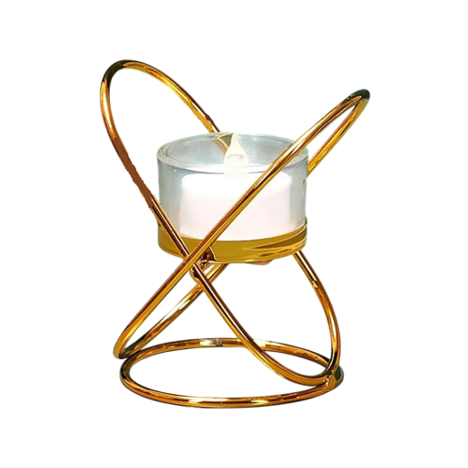 Geometrinen metallinen kynttilänjalka 1 kynttilälle 9 × 8 × 11 cm rautainen kultainen tee-kynttilän teline pöytäkoriste romanttiseen illalliseen