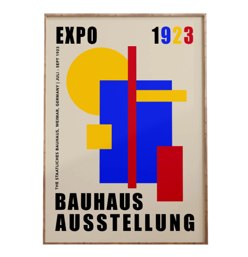 Geometrisk affisch 30 x 40 cm Abstrakta färgade former Bauhaus modern minimalistisk väggkonst Tryck på duk Utan ram