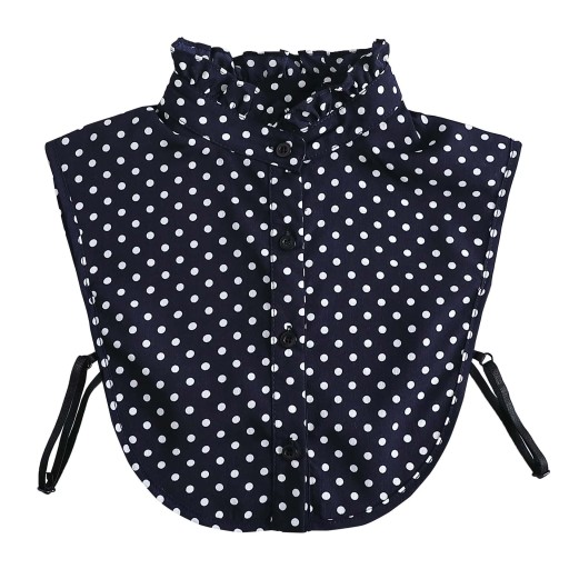 Geplooide valse kraag voor dames met stippen Elegante afneembare kraag Decoratieve kraag voor trui Blouse Jurk