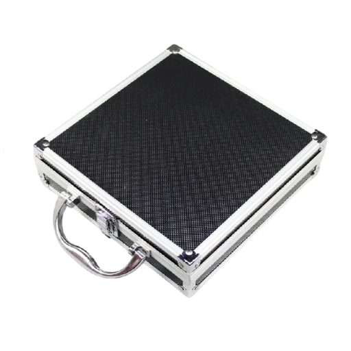 Gereedschapskoffer Schokbestendige transportdoos met schuimvoering 205 x 205 x 65 mm Aluminiumlegering en ABS Zwart-zilver Voor apparaten en gereedschap