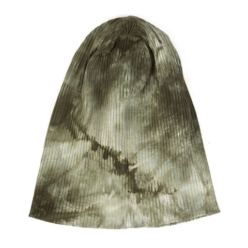 Gerippte Mütze mit batikiertem Muster für einen originellen Look Dünner gestrickter Beanie aus Baumwolle und Polyester für den täglichen