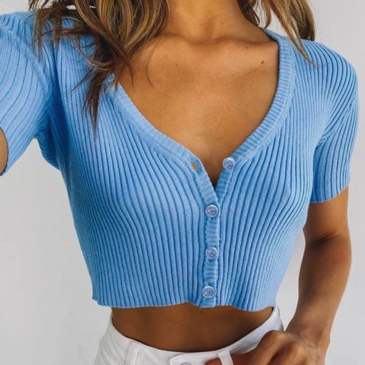 Geripptes Crop-Top für Damen A1357