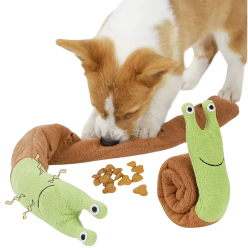 Geruchsspielzeug für Hunde und Katzen Schnecke Ausklappbares interaktives Spielzeug für Leckerlis Fleece-Trainingsschnecke
