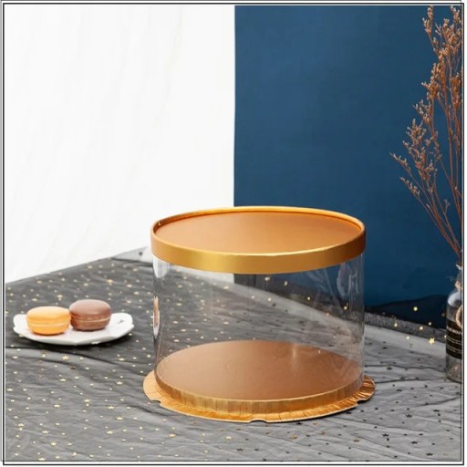 Geschenkbox zylindrisch faltbar 16 × 18 cm aus Kunststoff mit Deckel farbige Verpackung für Torten Süßigkeiten Geschenke transparente Dose